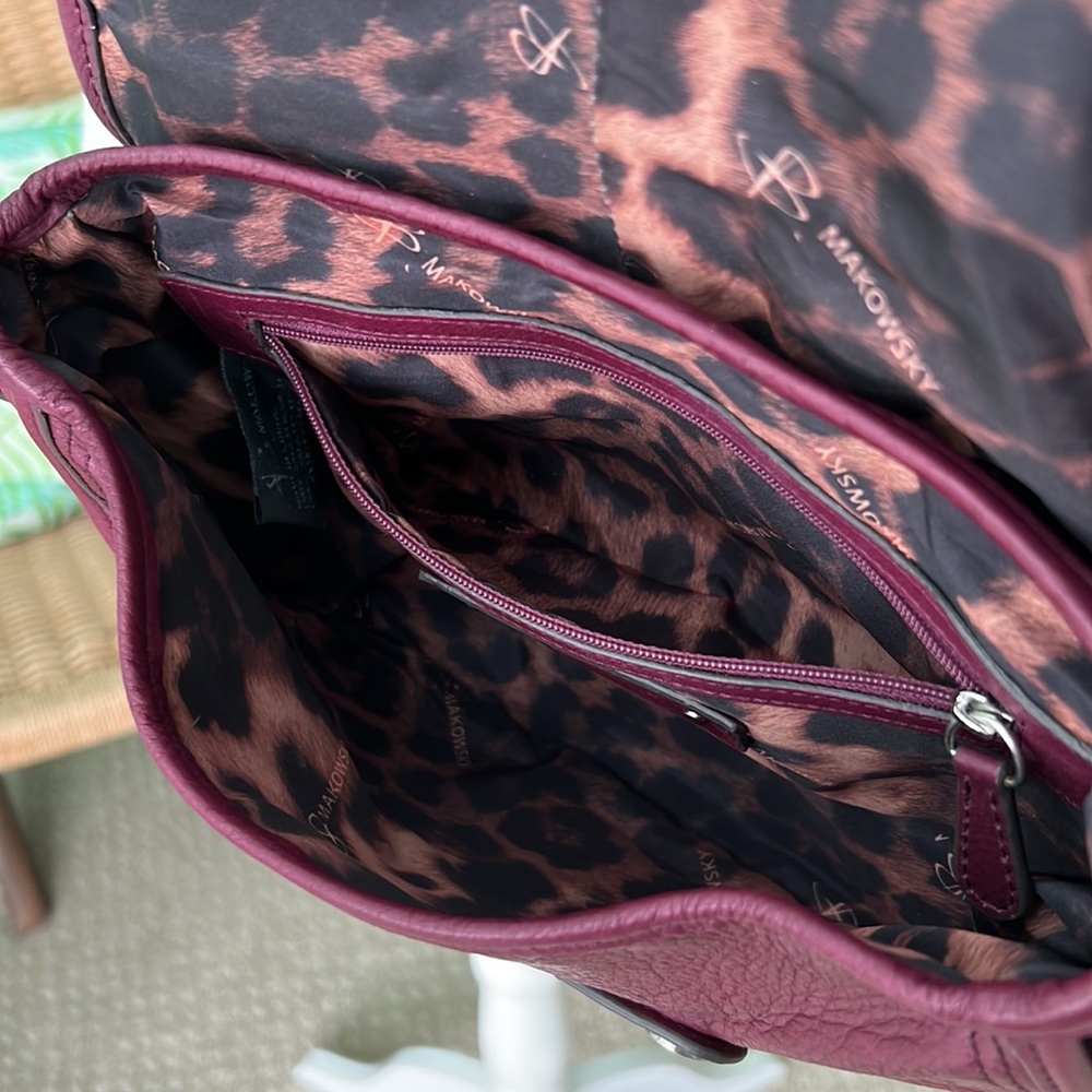 B Makowsky vintage leather shoulder handbag beautiful deep purple color - Picture 7 of 12